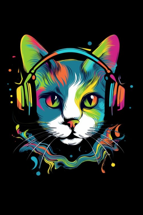 Cat Wearing Headphones