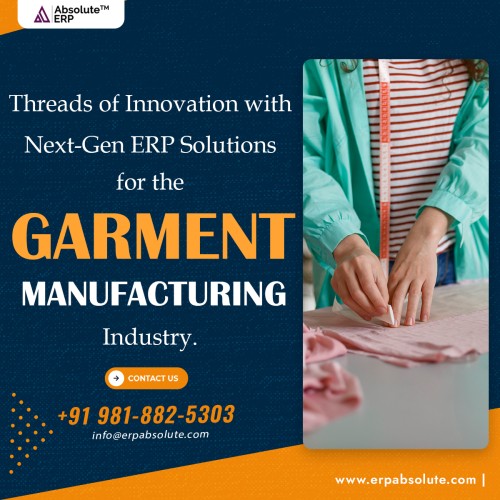 Embark on a transformative journey in the garment manufacturing industry with modern ERP software designed to meet the dynamic demands of the fashion industry. This leveraged innovative solutions to weave efficiency and innovation into every stitch of your operations. Stay ahead of the curve and redefine success in garment manufacturing with our forward-thinking ERP solutions. Visit us-https://www.erpabsolute.com/garments-manufacturing-erp/